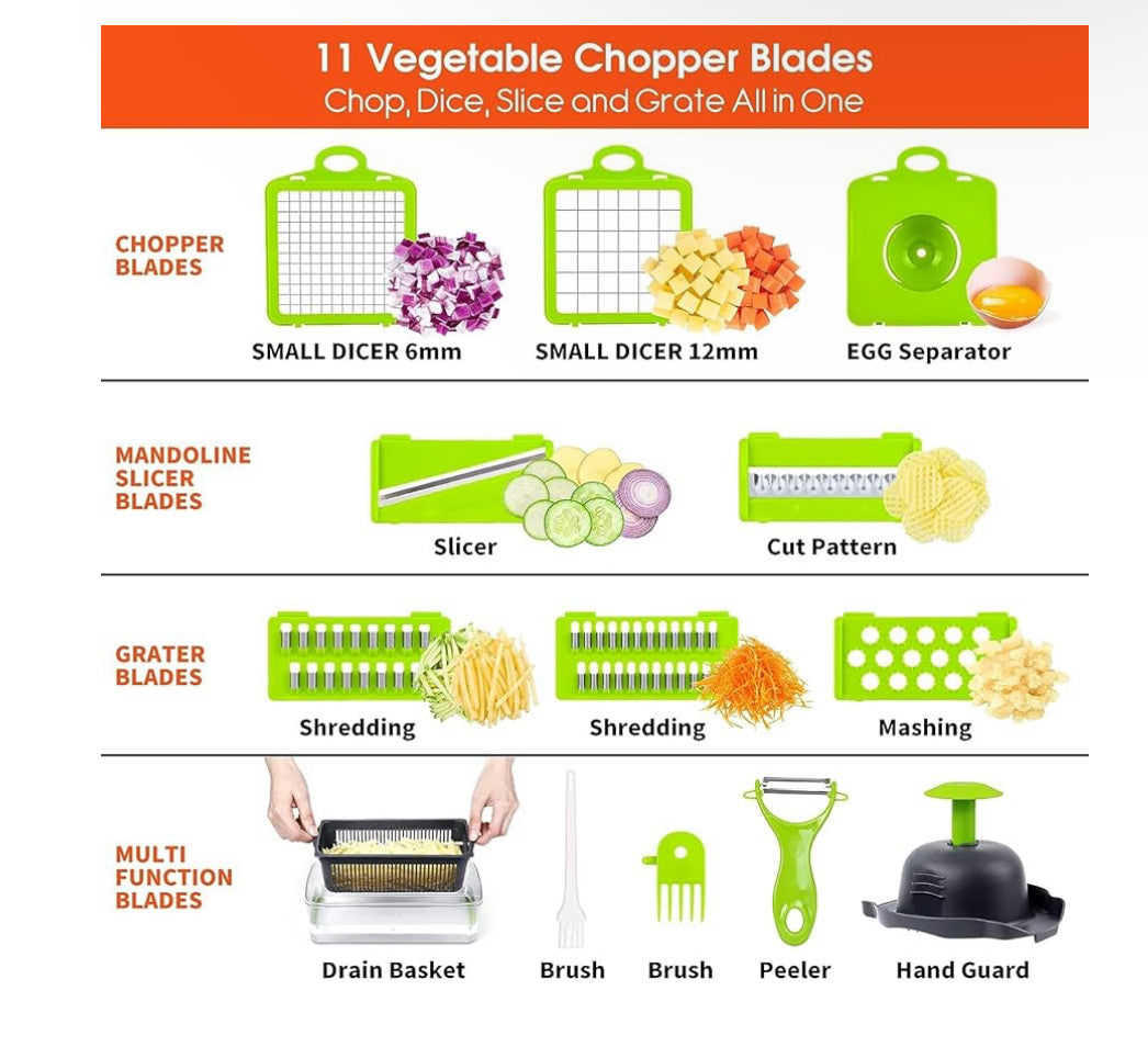 ChopMate Pro – 11-in-1 Vegetable Chopper & Slicer with Container